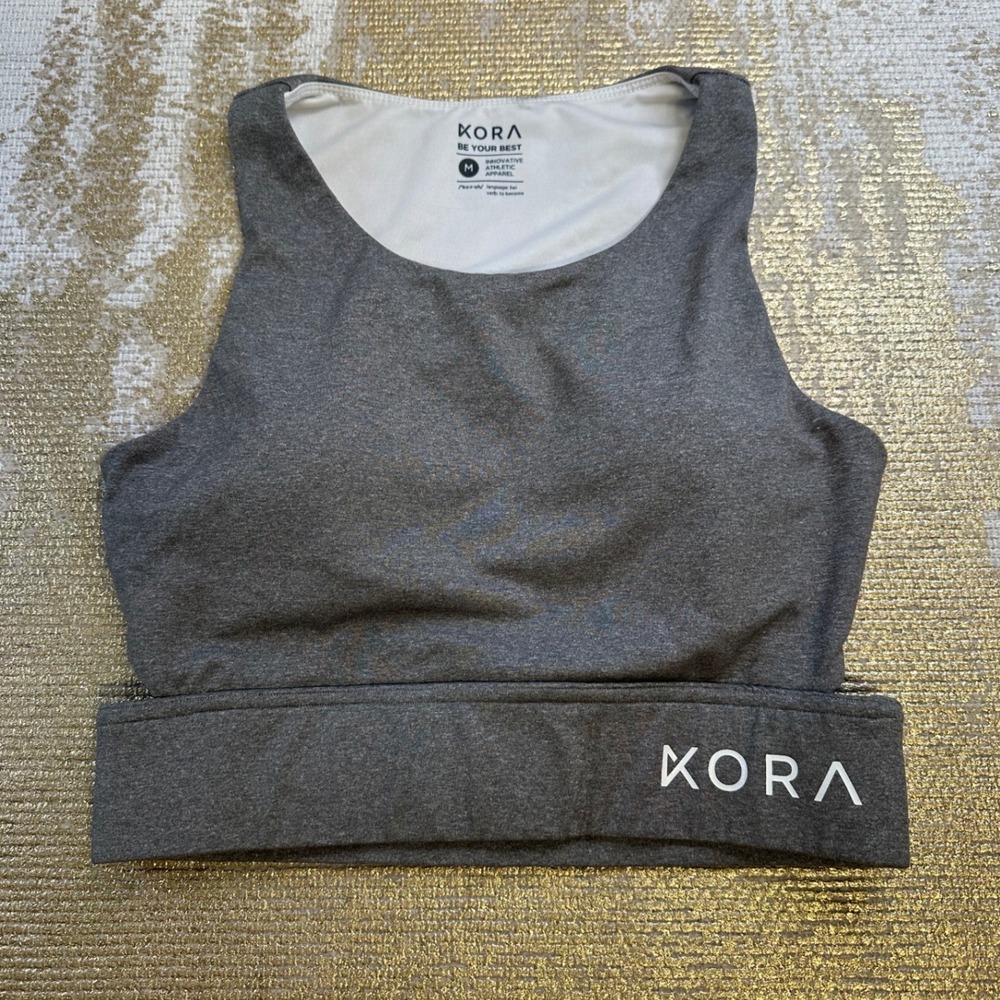 KORA Grey Active Sports Bra Athletic Apparel Medium